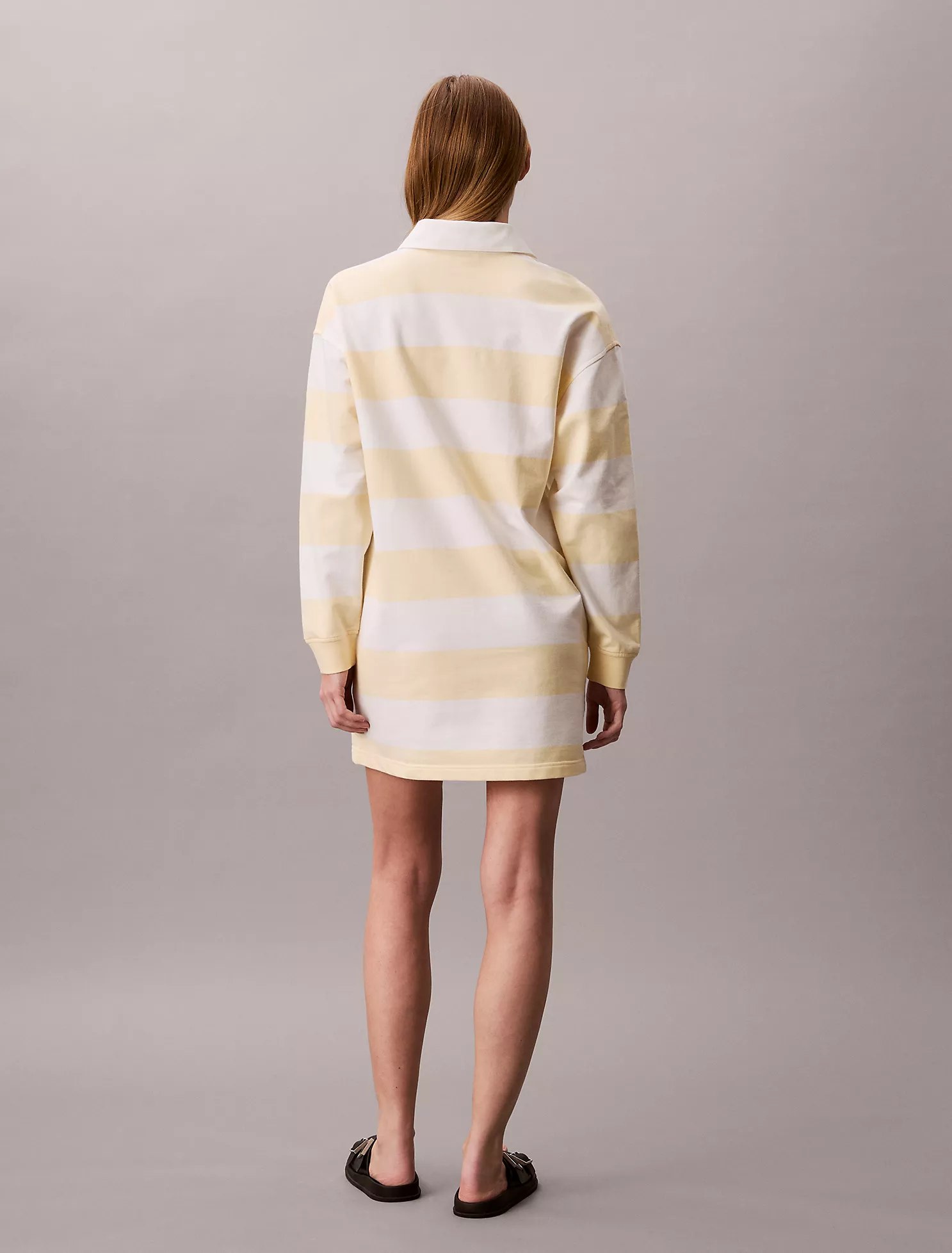 Varsity Stripe Mini Polo Dress-Snow White Stripe - Image 3