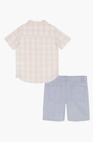 Tommy Hilfiger Short Sleeve Button-Up & Shorts Set-Blue - Image 2