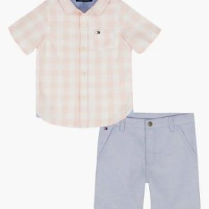 Tommy Hilfiger Short Sleeve Button-Up & Shorts Set-Blue