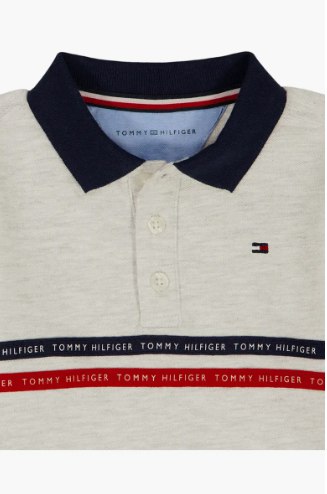 Tommy Hilfiger Stripe Polo & Chino Shorts Set-Heather Grey - Image 3