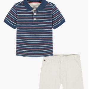 Tommy Hilfiger Stripe Polo & Shorts Set-Navy