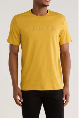 Calvin Klein Standard Logo Cotton Crewneck T-Shirt-Harvest Gold