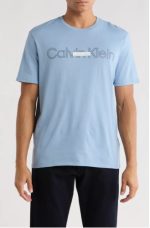 Calvin Klein Double Standard Logo Graphic T-Shirt-Faded Denim