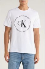 Calvin Klein Circle Monogram Cotton Graphic T-Shirt-Brilliant White