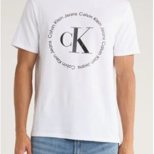 Calvin Klein Circle Monogram Cotton Graphic T-Shirt-Brilliant White