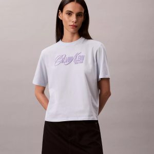 Raised Logo Graphic Boxy T-Shirt-Ancient Water
