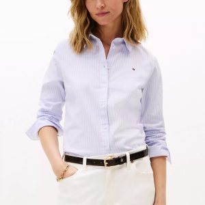 Regular Fit Stripe Stretch Oxford Shirt-Blue/White Stripe