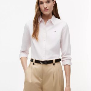 Regular Fit Stripe Stretch Oxford Shirt-Precious Pink / Optic White Stripe