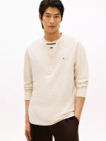 Long-Sleeve Henley T-Shirt-Beige