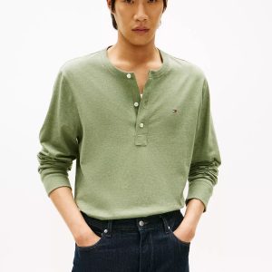 Long-Sleeve Henley T-Shirt-Green