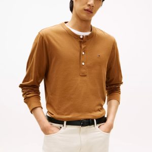 Long-Sleeve Henley T-Shirt-Desert Khaki