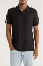 Logo Tape Zip Polo-Black
