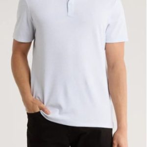 Birdseye Heather Interlock Polo-Blue Heather