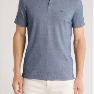 Birdseye Heather Interlock Polo-Navy Heather