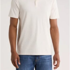 Birdseye Heather Interlock Polo-Beige Heather