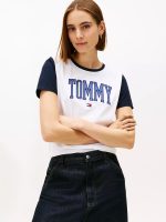 Varsity Tommy Logo Ringer T-Shirt-Ivory
