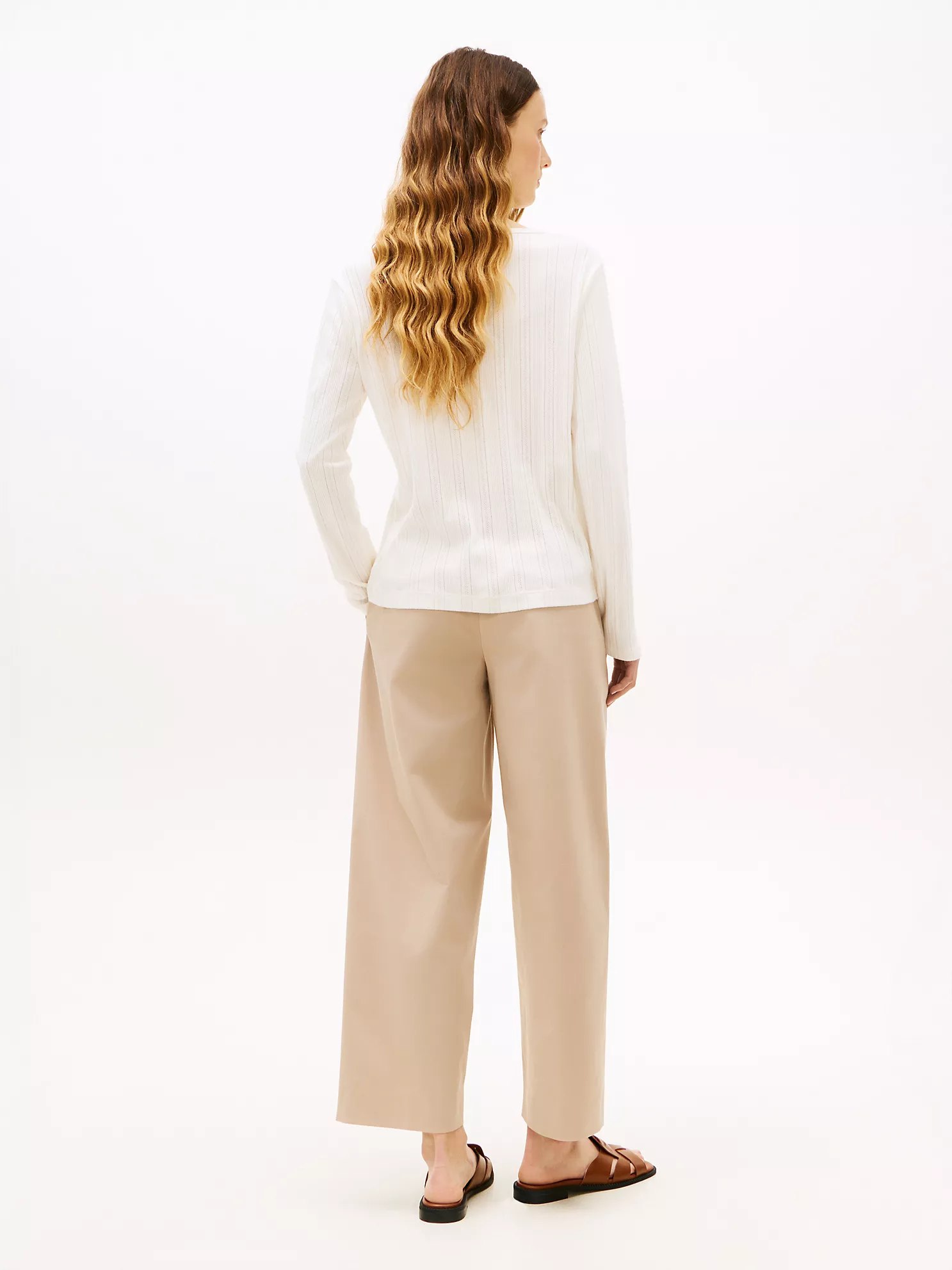 Pointelle Cardigan T-Shirt-Ivory Silk - Image 3