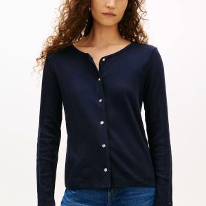 Pointelle Cardigan T-Shirt-Navy