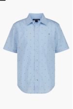 Kids' Tommy Flag Short Sleeve Button-Up Shirt-Chambray Blue