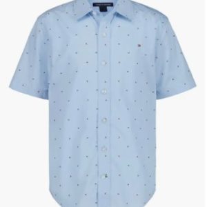 Kids' Tommy Flag Short Sleeve Button-Up Shirt-Chambray Blue
