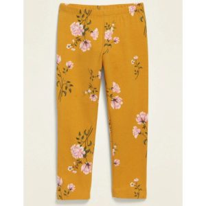 READYSTOCK Patterned Full-Length Leggings for Toddler Girls - Yellow Floral Print