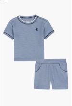 Knit Top and Shorts Set-Blue