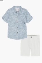 Woven Shirt & Shorts Set-Blue Multi