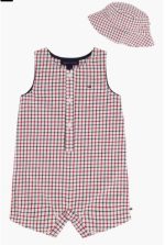 Printed Sunsuit & Hat Set-Red