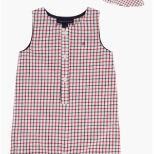 Printed Sunsuit & Hat Set-Red