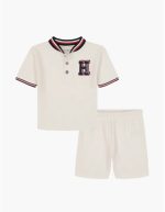 Kids' Henley & Shorts Set-White Multi