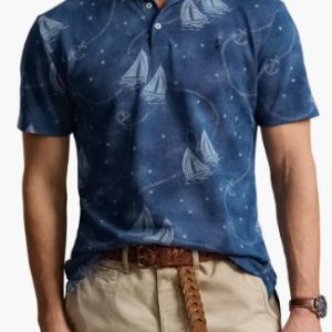 Yarn Dyed Mesh Polo- Oceans Voyage/ Chambray