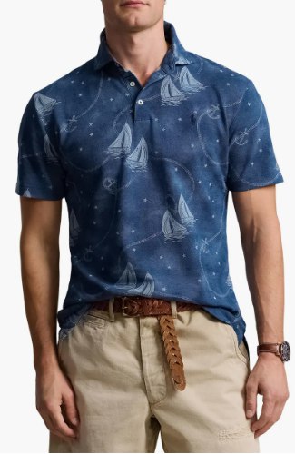 Yarn Dyed Mesh Polo- Oceans Voyage/ Chambray