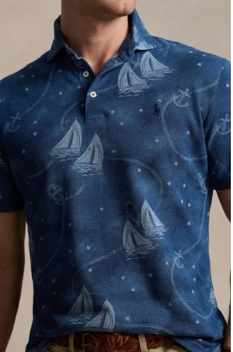 Yarn Dyed Mesh Polo- Oceans Voyage/ Chambray - Image 2