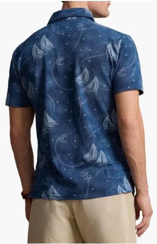 Yarn Dyed Mesh Polo- Oceans Voyage/ Chambray - Image 3
