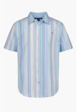 Kids' Variegated Stripe Short Sleeve Button-Up Shirt-