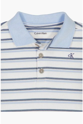Stripe Polo & Shorts Set-Blue/ White - Image 3