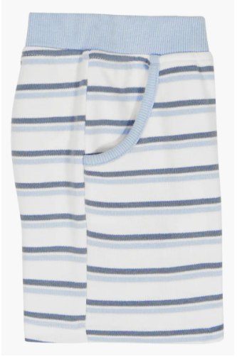 Stripe Polo & Shorts Set-Blue/ White - Image 4