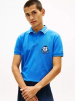Regular Fit Monogram Crest Pique Polo-Blue Orbit