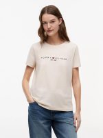 Embroidered Tommy Logo T-Shirt-Beige Heather