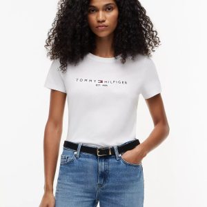Embroidered Tommy Logo T-Shirt-White