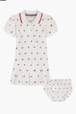 Heart Polo Dress & Bloomers-White