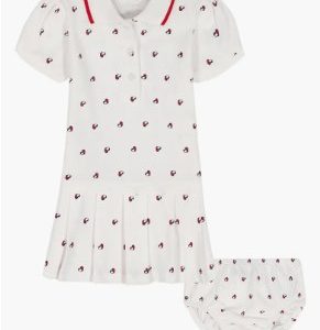 Heart Polo Dress & Bloomers-White