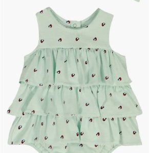 Tommy Heart Logo Bubble Skirted Bodysuit & Headband Set-Open Green