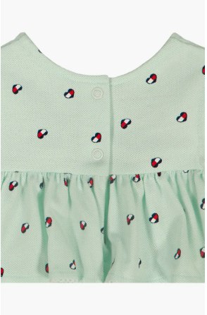 Tommy Heart Logo Bubble Skirted Bodysuit & Headband Set-Open Green - Image 4