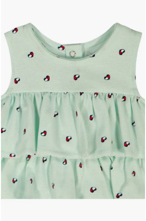 Tommy Heart Logo Bubble Skirted Bodysuit & Headband Set-Open Green - Image 3