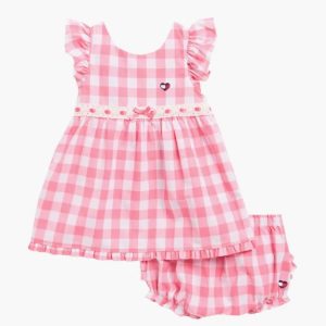 Gingham Dress & Bloomers-Pink
