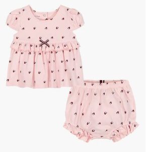 Heart Logo Dress & Bloomers-Dark Pink