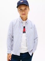 Kids' Striped Linen-Blend Shirt-Empire Blue Stripe