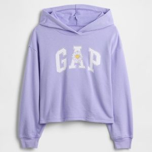 Kids Relaxed French Terry Hoodie-Warm Purple Violet