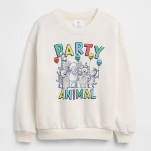 babyGap Relaxed Crewneck Sweatshirt-New Off White Party Animal